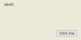 Окно HelloForms с надписью и кнопкой Click me на Linux
